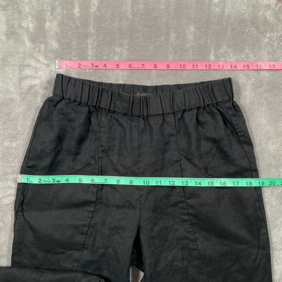 Quince Pants Womens Small Black Linen Stretch Waist Pull On Classic Capsule - Picture 6 of 9